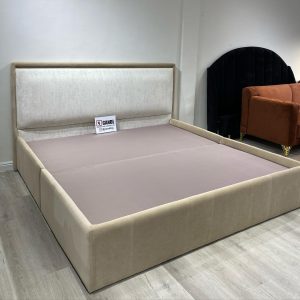 Stylish grey 6x6 bedframe with an integrated headboard