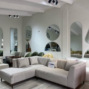 5-Seater light grey sectional sofa