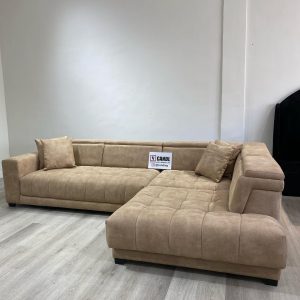 Sectional sofa made with super quality beige fabric
