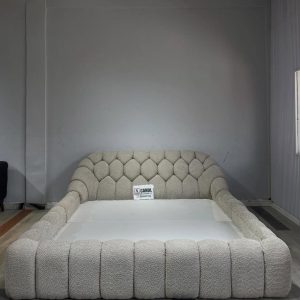 6ft x 6ft bedframe made with high-quality boucle fabric
