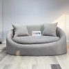 2-seater curved sofa made with finest grey boucle fabric