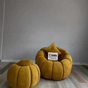 Big round sofa with pouffe