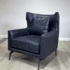 Accent chair made with leather look fabric