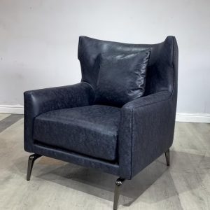 Accent chair made with leather look fabric