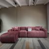 Rose Quartz Pink Velvet L-Shaped Sofa