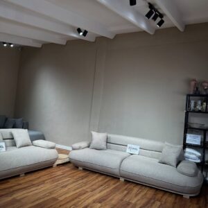 3-seater and 4-seater matching sofas with wooden base