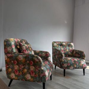 Accent chairs made with floral fabric