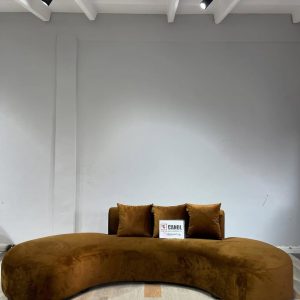Curved sofa made with quality Brown velvet