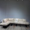 Sectional sofa with wooden base made with Newsletter matte fabric