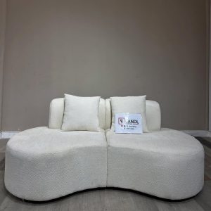 3-seater curved white sofa