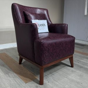 Bordeaux hue leather accent chair