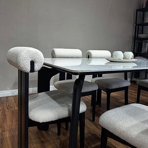 Dining set made with a beautiful fabric.