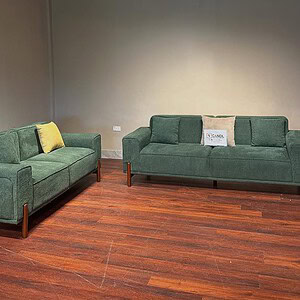 3 & 2 seater sofa set with high-quality green boucle fabric