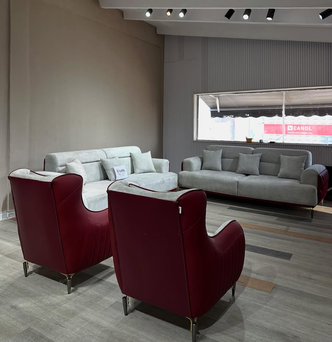 Full set fabric and leather sofa