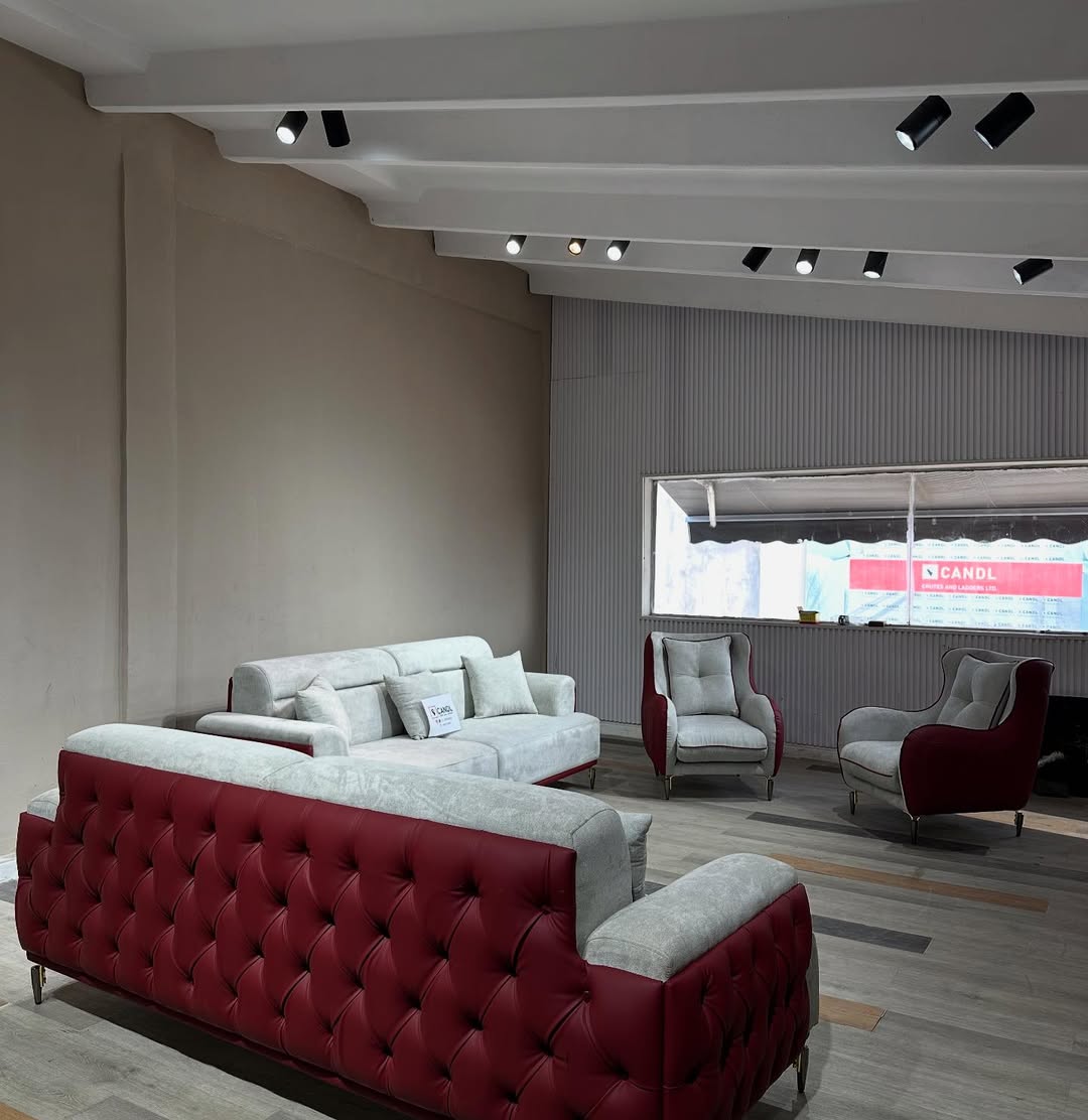 Full set fabric and leather sofa