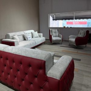 Full set fabric and leather sofa