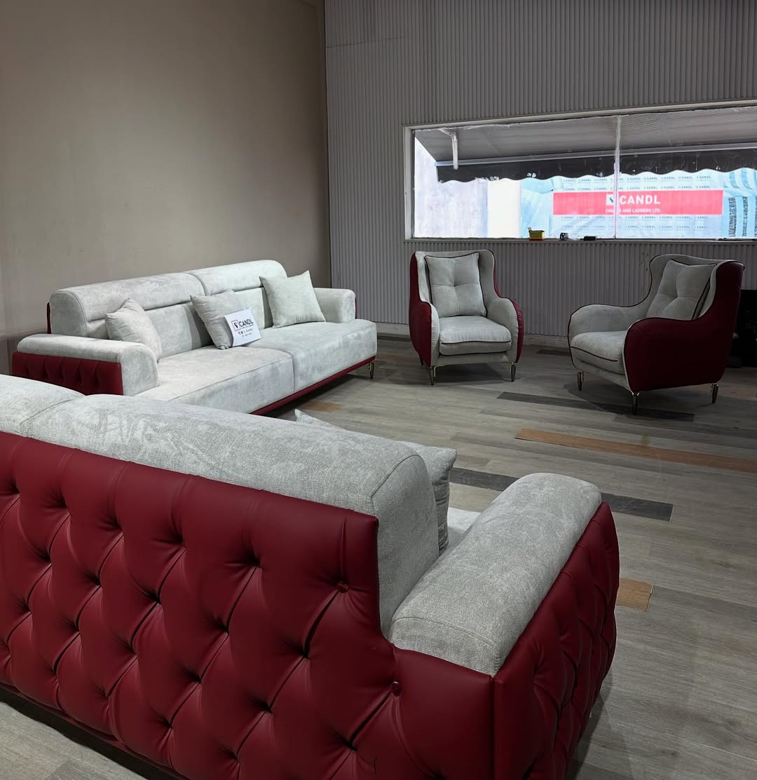 Full set fabric and leather sofa