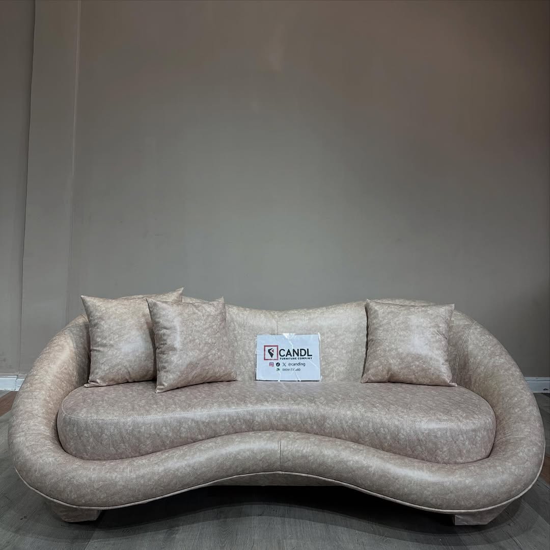 Curved wave leather Sofa