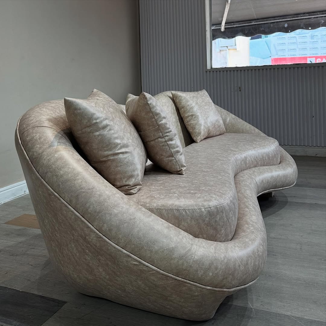 Curved wave leather Sofa