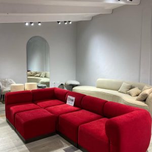 Red modular sofa