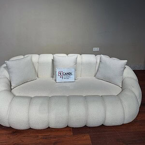 3-seater sofa in off-white boucle fabric