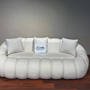 3-seater sofa in off-white boucle fabric