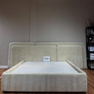 Upholstered panel bed frame with a full-back support