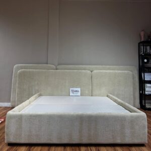 Upholstered panel bed frame with a full-back support