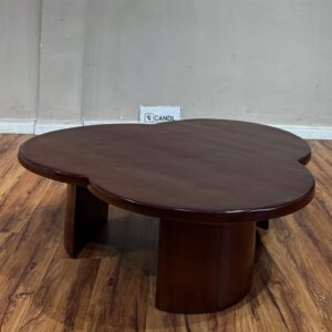 Clover-shaped wooden center table