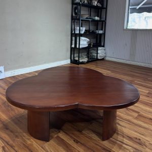 Clover-shaped wooden center table