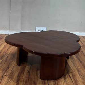 Clover-shaped wooden center table