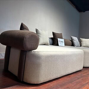 3-tone( beige, brown, and grey hues) 5-seater modular sofa combines