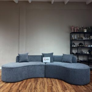 Navy blue curved sofa